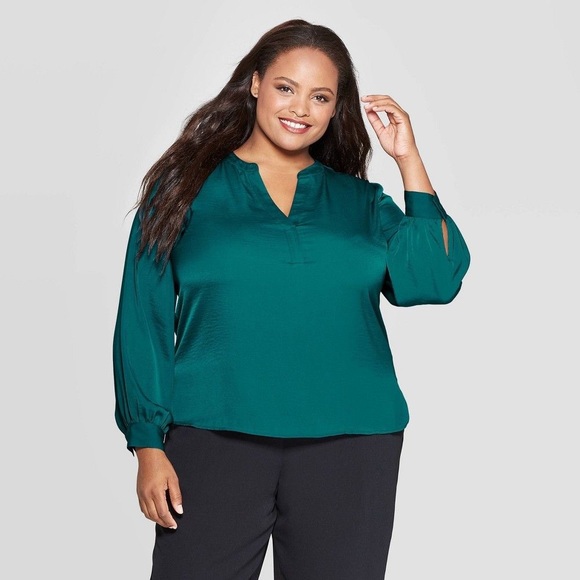 Ava & Viv Tops - Ava & Viv Long Sleeve V-Neck Popover Top